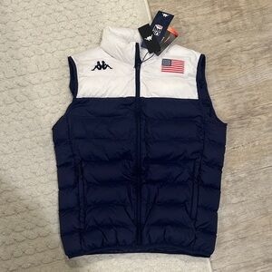 Kappa USA Dark Blue and White Puffer Vest